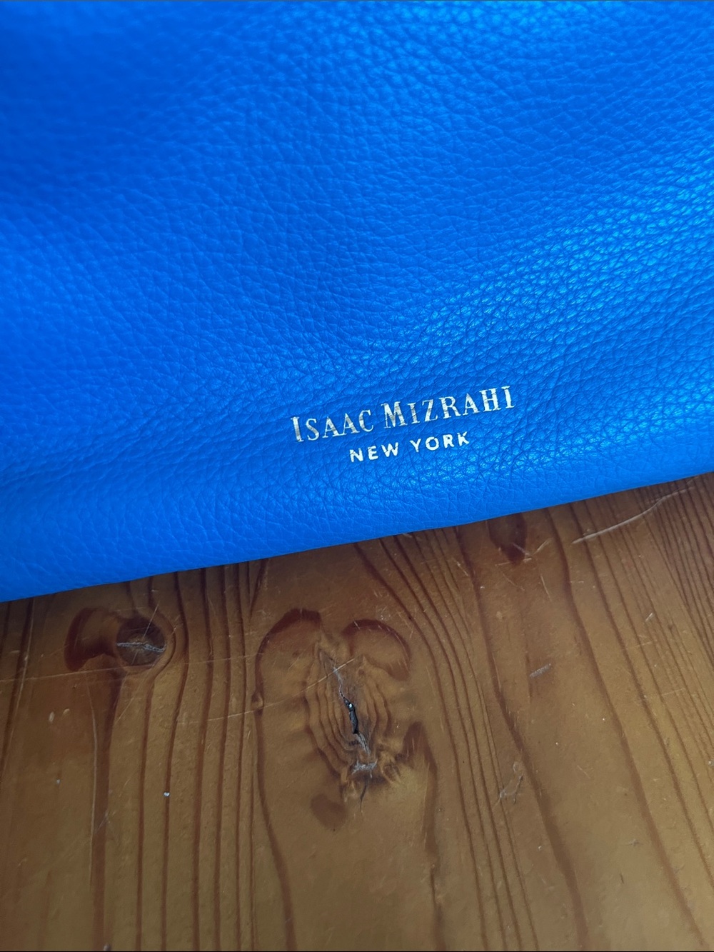 Isaac Mizrahi Blue Leather Wristlet - Picture 2 of 11